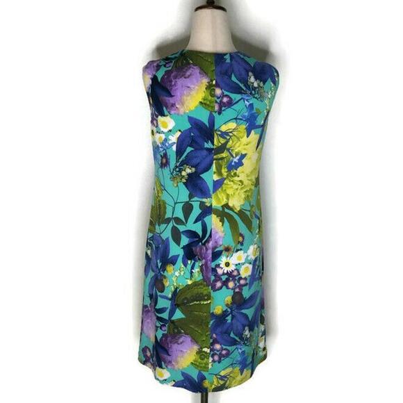 Vintage Regina Kravitz Stitch NY Floral Sleeveless Shift Dress V Neck Lined XS - Picture 4 of 9